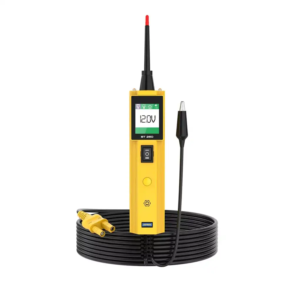 جهاز فحص الدوائر الكهربائية للسيارات بشاشة ملونة AUTOOL BT260 (12V–24V · فولت 0–65V · مقاومة 200kΩ · كابل 12 متر)